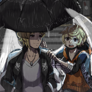 "Haz, you'll get soaked!"